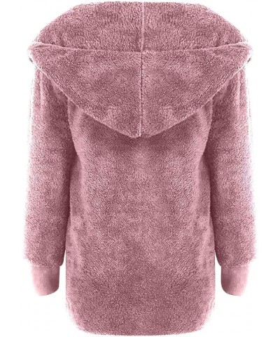 Fuzzy Jackets for Women with Hood Zip Up Plus Size Coat Plush Fleece Cardigan Cozy Draped Outerwear with Pockets 2-pink $9.68...