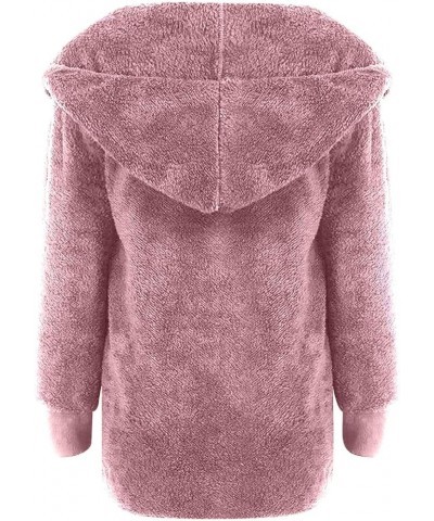 Fuzzy Jackets for Women with Hood Zip Up Plus Size Coat Plush Fleece Cardigan Cozy Draped Outerwear with Pockets 2-pink $9.68...