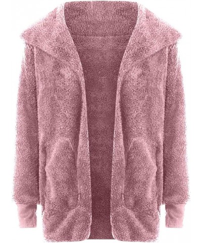 Fuzzy Jackets for Women with Hood Zip Up Plus Size Coat Plush Fleece Cardigan Cozy Draped Outerwear with Pockets 2-pink $9.68...