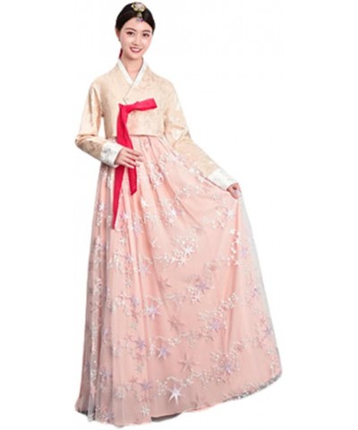 Women Hanbok Dress Korean Traditional Hanbok Korean Traditional Clothes Korean National Costumes Yellow Pink $26.80 Dresses