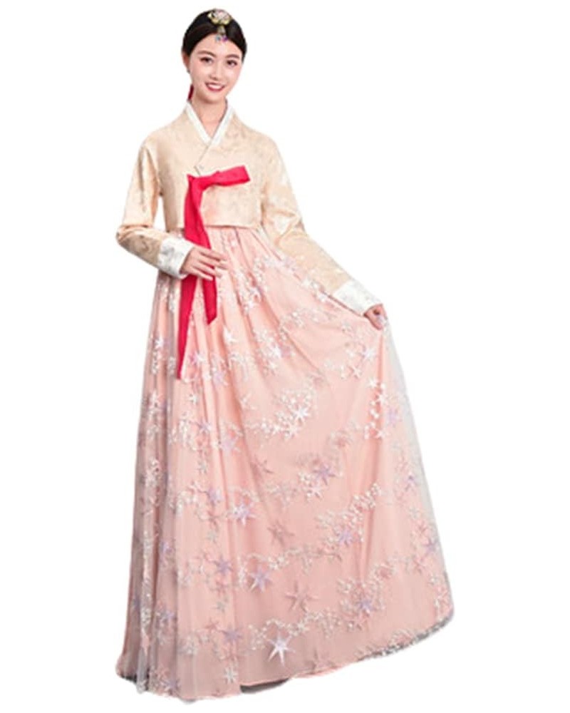 Women Hanbok Dress Korean Traditional Hanbok Korean Traditional Clothes Korean National Costumes Yellow Pink $26.80 Dresses