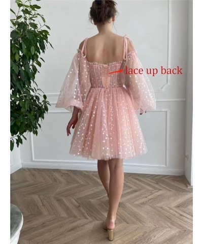 Women's Tulle Homecoming Dresses Puffy Sleeve Sweetheart Short Prom Dresses Party Gowns White $23.65 Dresses