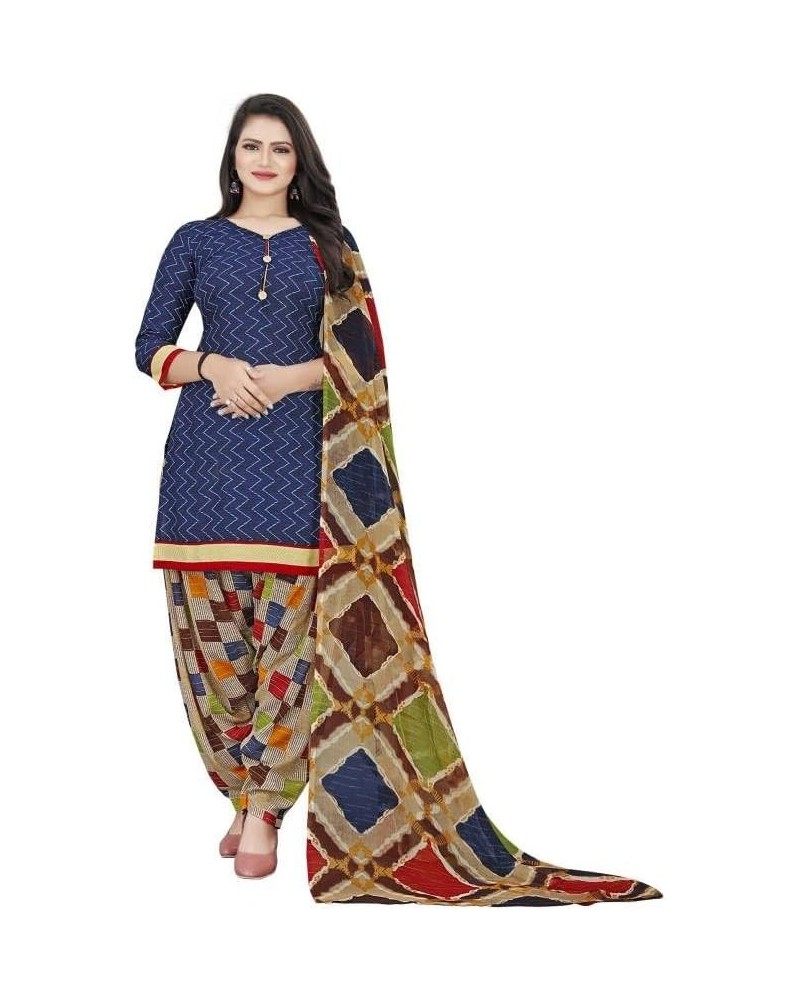 Fully Stiched New Punjabi Style Salwar Suit of Crepe Fabric with Chiffon Dupatta for Women Blue!.24 $20.42 Suits