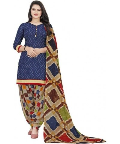 Fully Stiched New Punjabi Style Salwar Suit of Crepe Fabric with Chiffon Dupatta for Women Blue!.24 $20.42 Suits