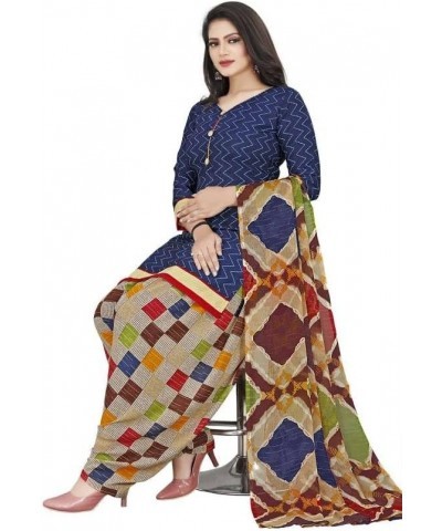 Fully Stiched New Punjabi Style Salwar Suit of Crepe Fabric with Chiffon Dupatta for Women Blue!.24 $20.42 Suits