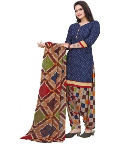 Fully Stiched New Punjabi Style Salwar Suit of Crepe Fabric with Chiffon Dupatta for Women Blue!.24 $20.42 Suits