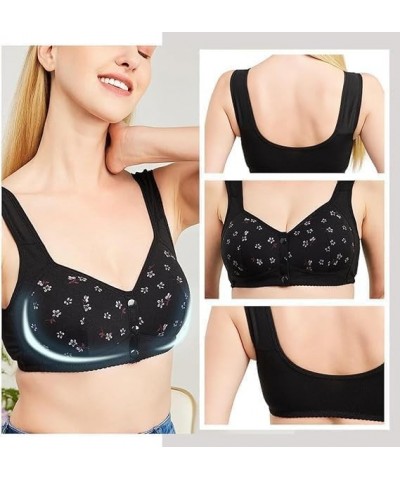 Daisy Bras for Older Women, Daisy Bra, No Wire Buckle Corset Bra Comfortable Convenient Front Close Button Cotton Bras Black ...