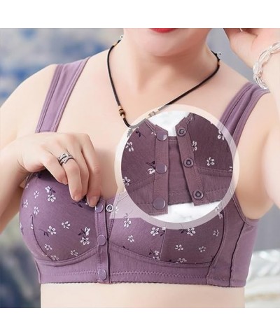 Daisy Bras for Older Women, Daisy Bra, No Wire Buckle Corset Bra Comfortable Convenient Front Close Button Cotton Bras Black ...