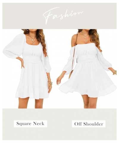 Infashule Summer Dresses for Women 2023 Short Sleeve V Neck Ruffle Flowy A line Swing Cute Dresses 034-white $15.98 Dresses