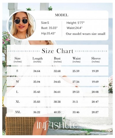 Infashule Summer Dresses for Women 2023 Short Sleeve V Neck Ruffle Flowy A line Swing Cute Dresses 034-white $15.98 Dresses