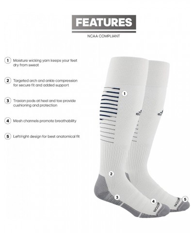 Team Speed 2 Soccer Socks for Boys, Girls, Men and Women (1-Pair) White/Team Navy Blue/Light Onix Grey $12.75 Activewear