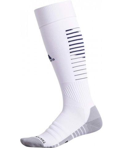 Team Speed 2 Soccer Socks for Boys, Girls, Men and Women (1-Pair) White/Team Navy Blue/Light Onix Grey $12.75 Activewear