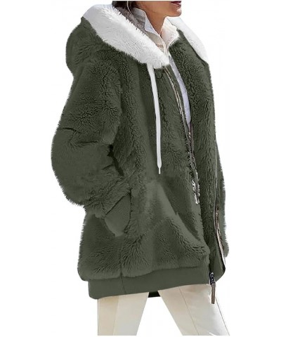 Womens Long Coat Sherpa Jacket for Women Winter Long Sleeve Full Zip Hoodies Oversized Fuzzy Fleece Teddy Coats 02-army Green...