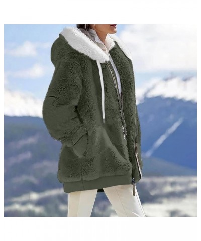 Womens Long Coat Sherpa Jacket for Women Winter Long Sleeve Full Zip Hoodies Oversized Fuzzy Fleece Teddy Coats 02-army Green...