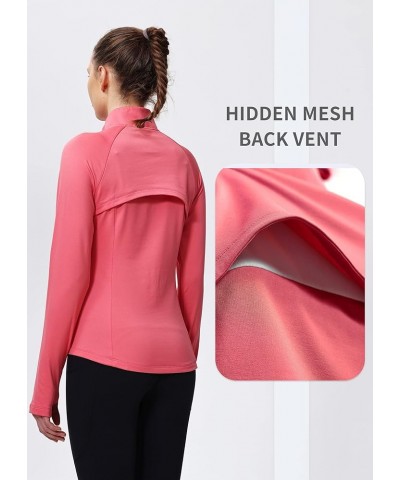 Women's Thermal Fleece Half Zip Thumbholes Long Sleeve Running Pullover Equestrian Shirt for Cold Weather Pink X-Large $16.80...