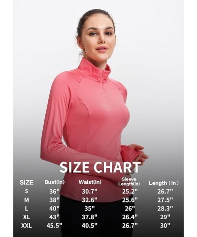 Women's Thermal Fleece Half Zip Thumbholes Long Sleeve Running Pullover Equestrian Shirt for Cold Weather Pink X-Large $16.80...