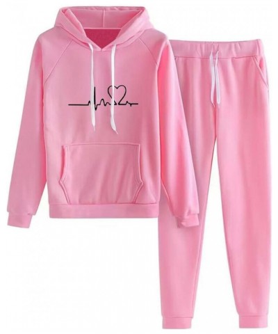 Women's 2 Piece Sweatsuits Casual Solid Long Sleeve Pullover sets Drawstrings Waist Jogger Pants Lounge Tracksuits 03_pink $9...