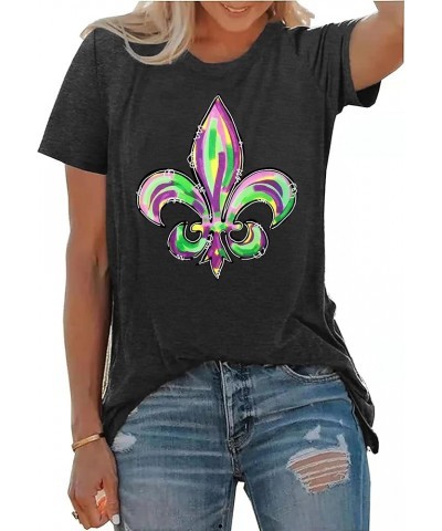 Mardi Gras Shirts Women Fat Tuesday Carnival Graphic T-Shirts Mardi Gras Outfit Gifts Holiday Shirt Tees Grey $15.95 T-Shirts