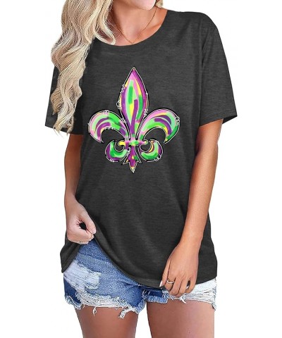 Mardi Gras Shirts Women Fat Tuesday Carnival Graphic T-Shirts Mardi Gras Outfit Gifts Holiday Shirt Tees Grey $15.95 T-Shirts