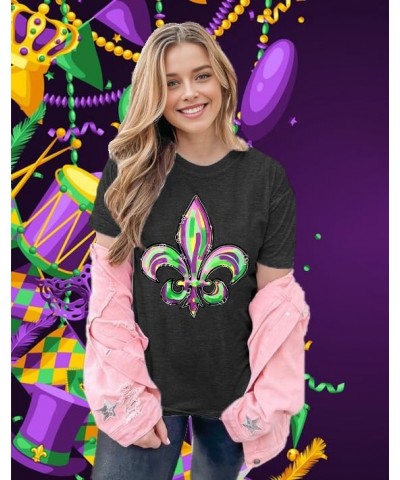 Mardi Gras Shirts Women Fat Tuesday Carnival Graphic T-Shirts Mardi Gras Outfit Gifts Holiday Shirt Tees Grey $15.95 T-Shirts