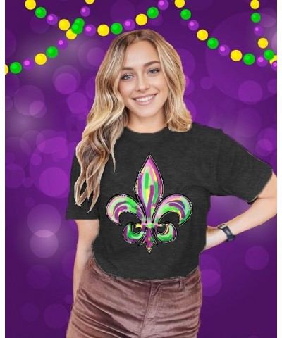 Mardi Gras Shirts Women Fat Tuesday Carnival Graphic T-Shirts Mardi Gras Outfit Gifts Holiday Shirt Tees Grey $15.95 T-Shirts