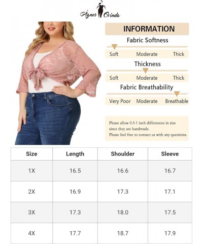 Plus Size Sheer Shrug Lace Cardigan for Women Crop Bolero Jacket Dress Sweater Pink $12.48 Sweaters