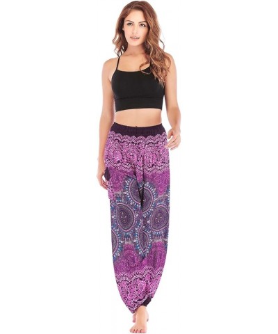 Womens Hippie Boho Lounge Yoga Pants Harem Palazzo Indian Pants with Pockets Compass Purple $13.49 Activewear