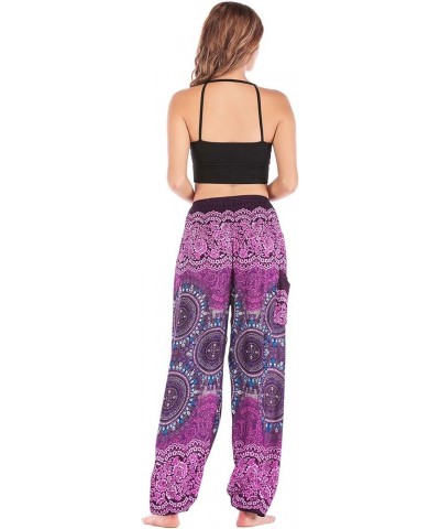 Womens Hippie Boho Lounge Yoga Pants Harem Palazzo Indian Pants with Pockets Compass Purple $13.49 Activewear