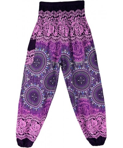 Womens Hippie Boho Lounge Yoga Pants Harem Palazzo Indian Pants with Pockets Compass Purple $13.49 Activewear