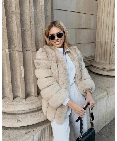 Women's Collar Warm Coat Winter Thickened Long Sleeve Faux Fur Coat S-bust 88cm Iron Gray $64.07 Coats