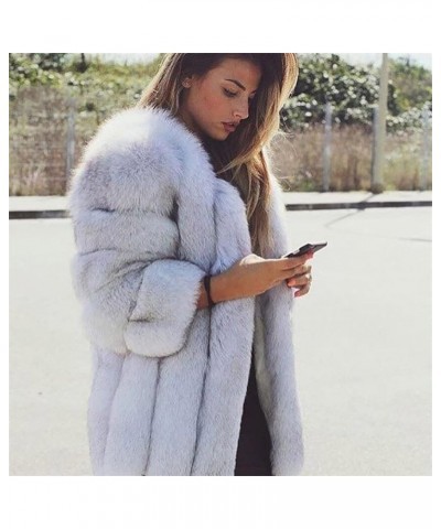 Women's Collar Warm Coat Winter Thickened Long Sleeve Faux Fur Coat S-bust 88cm Iron Gray $64.07 Coats