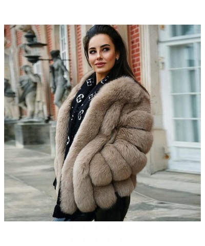 Women's Collar Warm Coat Winter Thickened Long Sleeve Faux Fur Coat S-bust 88cm Iron Gray $64.07 Coats