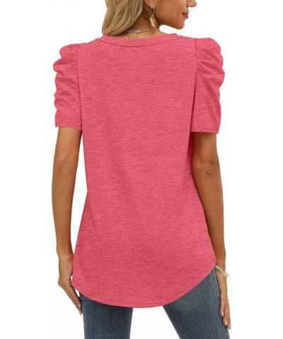 Women Shirts Square Neck Puff Sleeve Tops Casual Tshirts Flowy 06b-salmon $9.79 T-Shirts