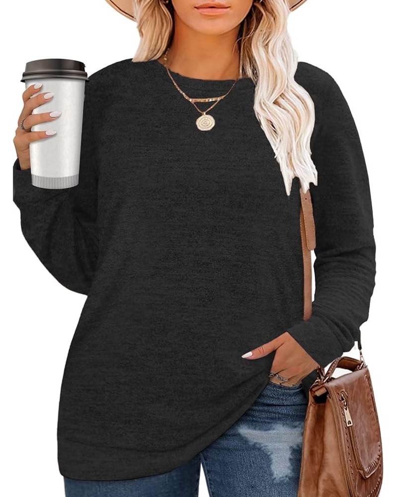 Plus Size Sweatshirts for Women Long Sleeve Oversized Tunic Tops 03_black $10.99 Others