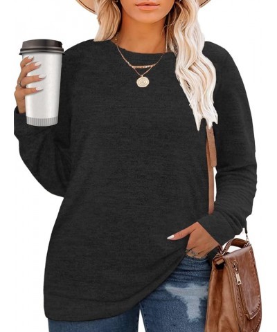 Plus Size Sweatshirts for Women Long Sleeve Oversized Tunic Tops 03_black $10.99 Others