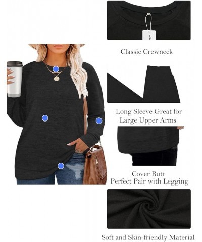 Plus Size Sweatshirts for Women Long Sleeve Oversized Tunic Tops 03_black $10.99 Others