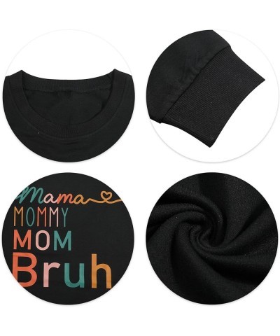 Mama Sweatshirt Women Mama Mommy Mom Bruh Funny Mom Life Sweatshirts Pullover Tops Casual Loose Long Sleeve Shirt Black-b $15...