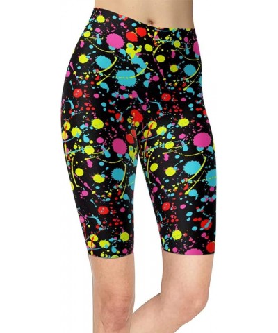 Women's Artistic Splash Printed Biker Shorts Buttery Soft Workout Leggings Neon Splash $15.07 Activewear