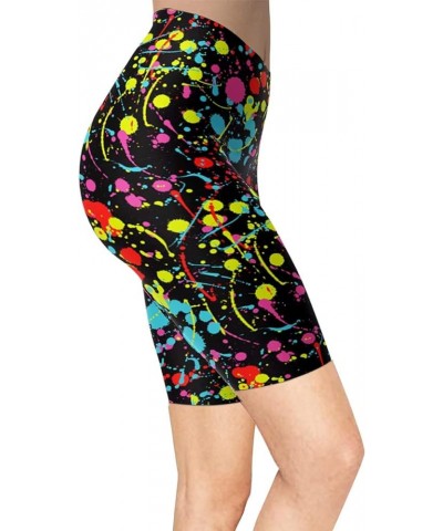 Women's Artistic Splash Printed Biker Shorts Buttery Soft Workout Leggings Neon Splash $15.07 Activewear