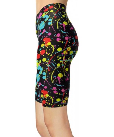 Women's Artistic Splash Printed Biker Shorts Buttery Soft Workout Leggings Neon Splash $15.07 Activewear