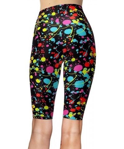 Women's Artistic Splash Printed Biker Shorts Buttery Soft Workout Leggings Neon Splash $15.07 Activewear