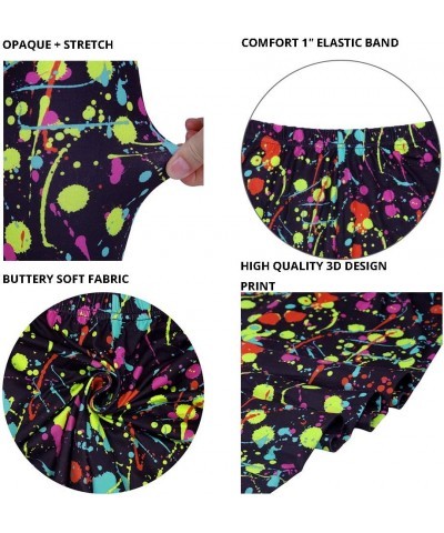 Women's Artistic Splash Printed Biker Shorts Buttery Soft Workout Leggings Neon Splash $15.07 Activewear