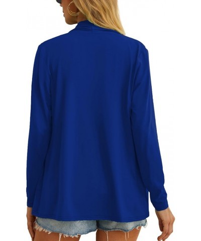 Womens Casual Lightweight with Pocketes Long Sleeve Open Front Cardigan C04 Royal Blue $10.79 Sweaters