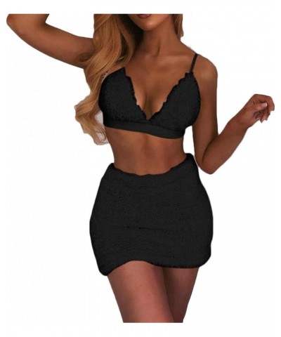 Women Halter Backless Bralette Crop Top Bodycon Mini Skirt Bandage Mini Dress Set Clubwear A-black $10.00 Dresses