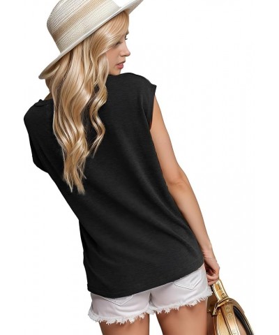 Womens Cap Sleeve Tank Tops Casual Loose Fit T-Shirt Basic Shirts Black $10.99 Tanks