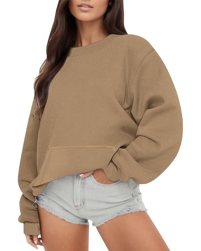 Womens Oversized Sweatshirts Hoodies Tops Sweater Fall Fleece Casual Comfy Fashion Outfits 2023 Y2k Outfits Clothes S4-khaki ...