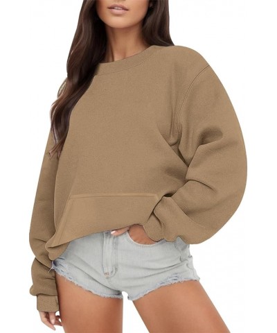 Womens Oversized Sweatshirts Hoodies Tops Sweater Fall Fleece Casual Comfy Fashion Outfits 2023 Y2k Outfits Clothes S4-khaki ...