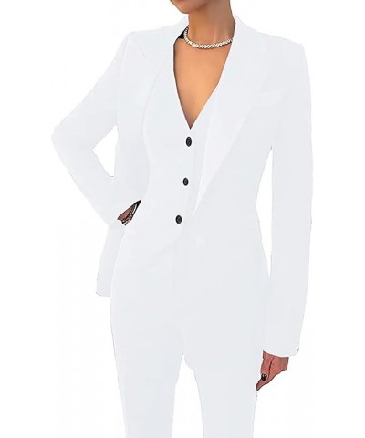 Business Women Suit Set 3 Pieces Women Pantsuits Wedding Tuxedos Party Wear Suits Office Work Lady Suit Pants White $27.20 Suits