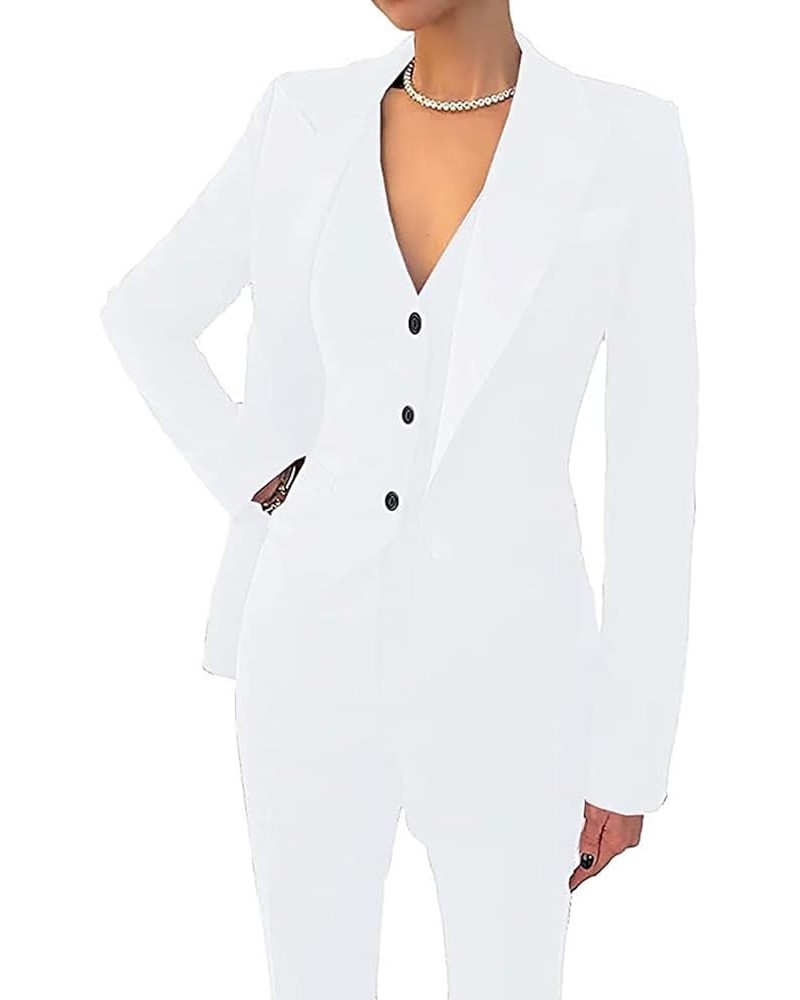 Business Women Suit Set 3 Pieces Women Pantsuits Wedding Tuxedos Party Wear Suits Office Work Lady Suit Pants White $27.20 Suits