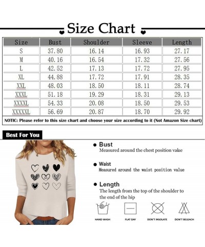 Women's 3/4 Sleeves Crew Neck T Shirts Casual Plus Size Summer Tops Basic Tees Valentine Shirts for Women ?03-watermelon Red ...